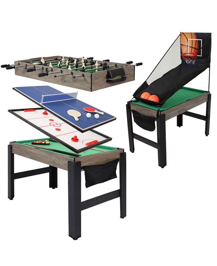 Sunnydaze Decor Modern Rustic Style 5-in-1 Multi-Game Table - Gray