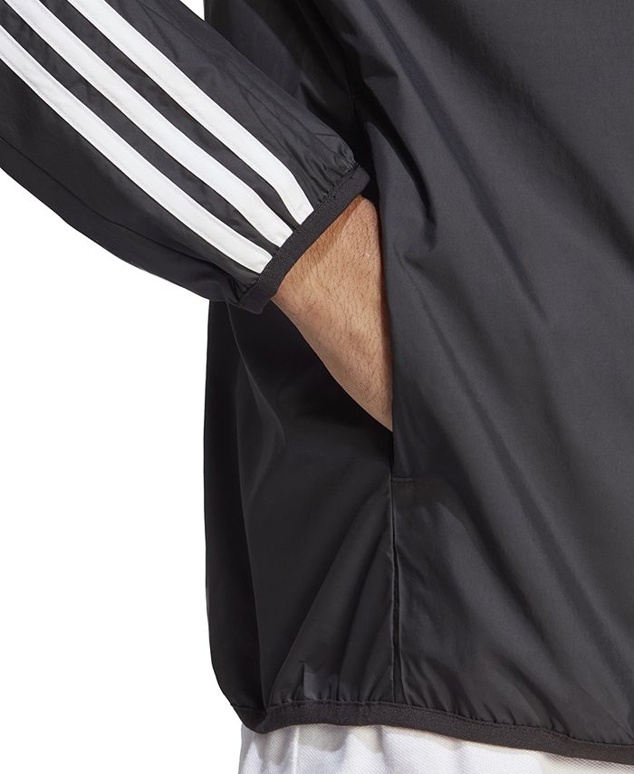 adidas Men's Essentials Woven Three-Stripes Logo Windbreaker - Macy's