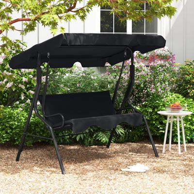 3 Seats Patio Canopy Swing Glider Hammock Cushioned