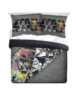Jay Franco Star Wars Comic Microfiber 3 Piece Comforter Shams Set Collection Bedding In Gray