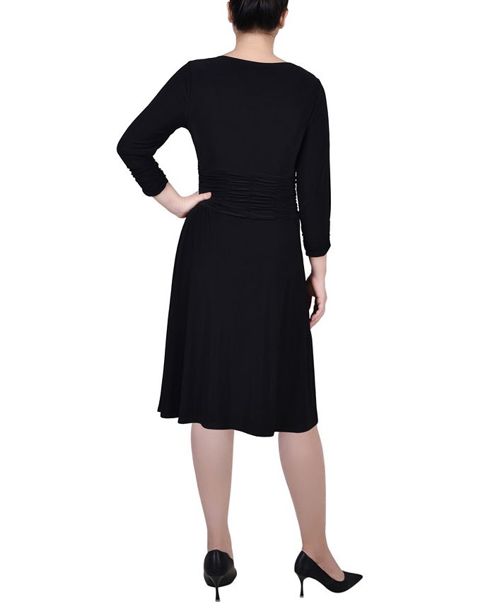 NY Collection Petite Ruched A-line Dress - Macy's
