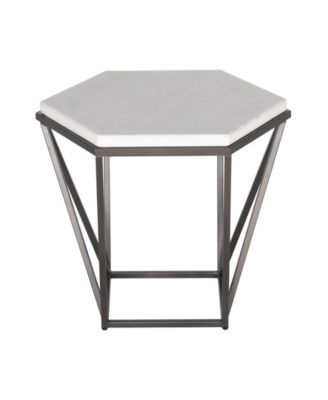 Steve Silver Corvus 24" Hexagonal Shape Marble Top End Table