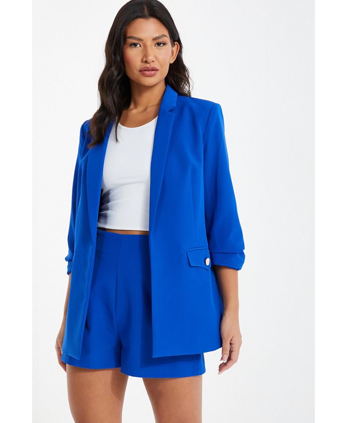 QUIZ Women's Ruched Sleeve Tailored Blazer - Macy's