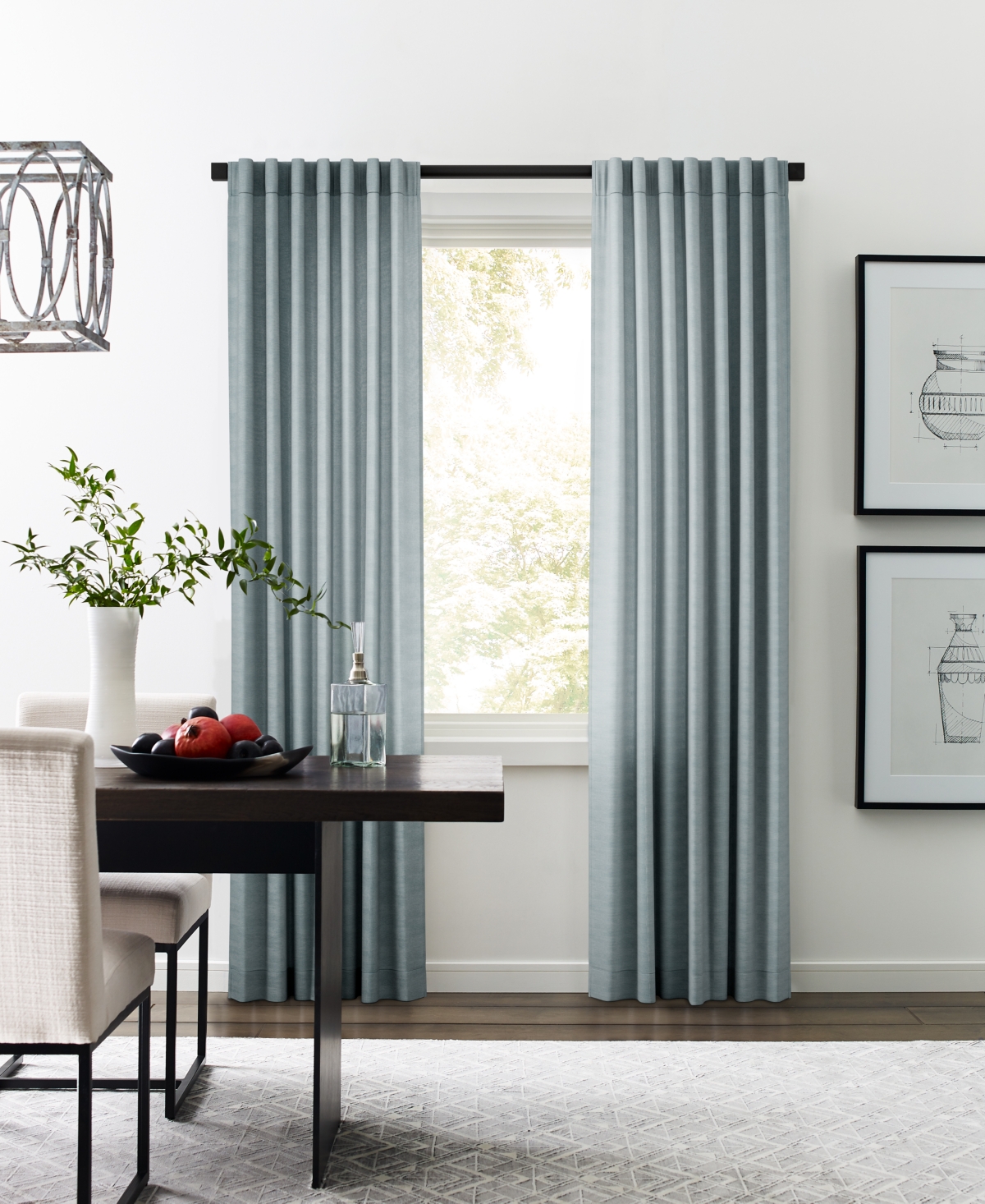 Sunbrella Durant Light Filtering 3 In 1 Single Curtain Panel, 50" X 96" In Mineral Blue