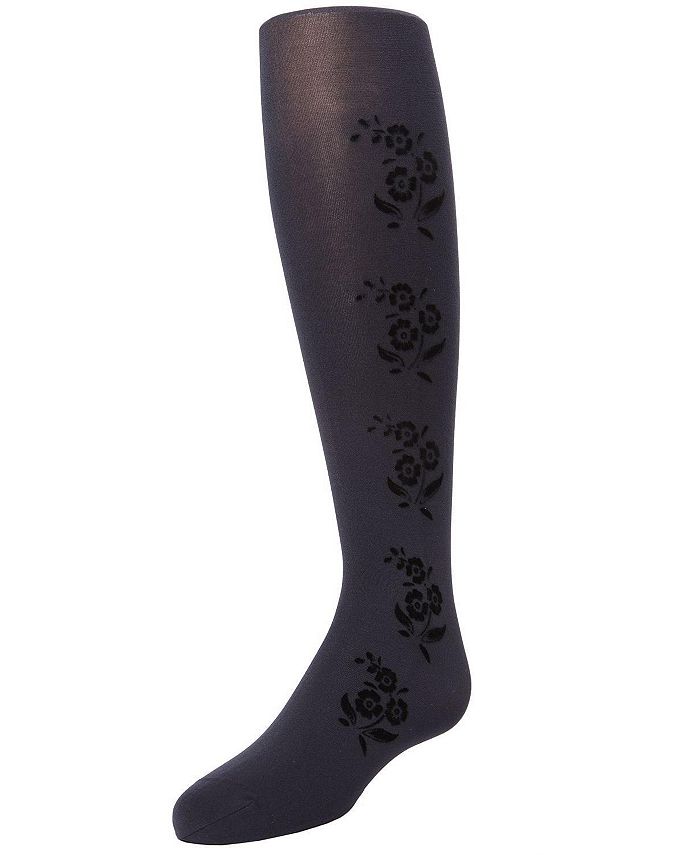 MeMoi Girl's Flocked Floral Opaque Tights Macy's