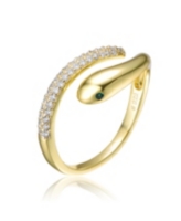 Rachel Glauber Ra 14K Gold Plated Cubic Zirconia Snake Bypass Ring - Gold