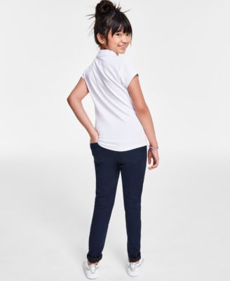 Big Girls Uniform Performance Knit Top & Stretch Sateen Skinny Pants	 