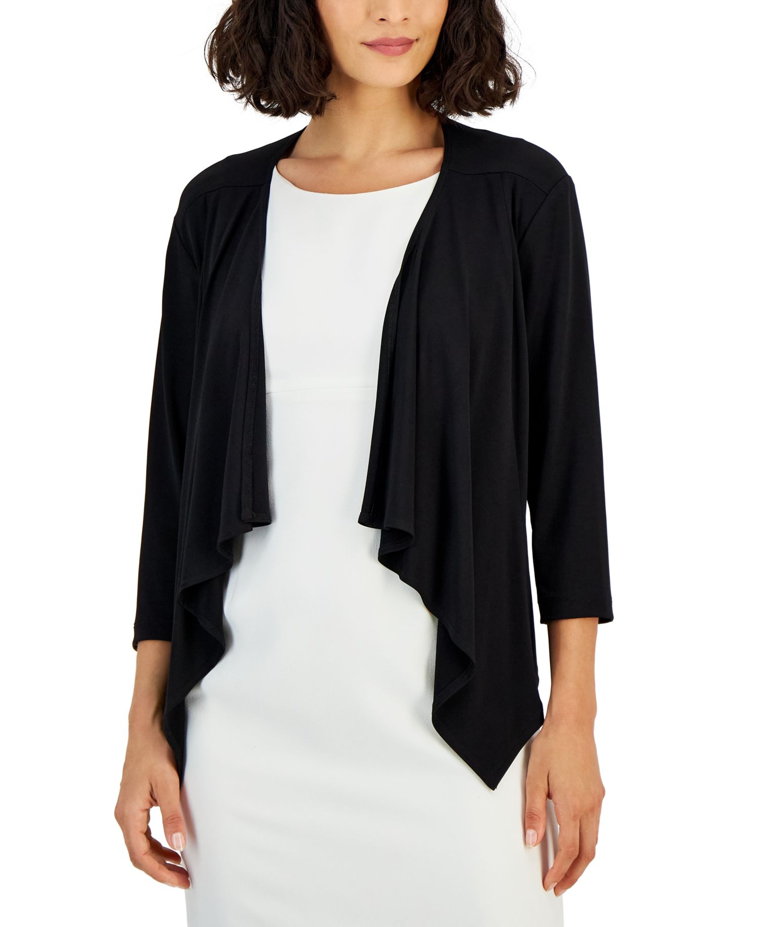 Three-Quarter-Sleeve Ruffle Sweater