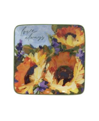 Sunflower Bouquet Set of 4 Canape Plates, 6"