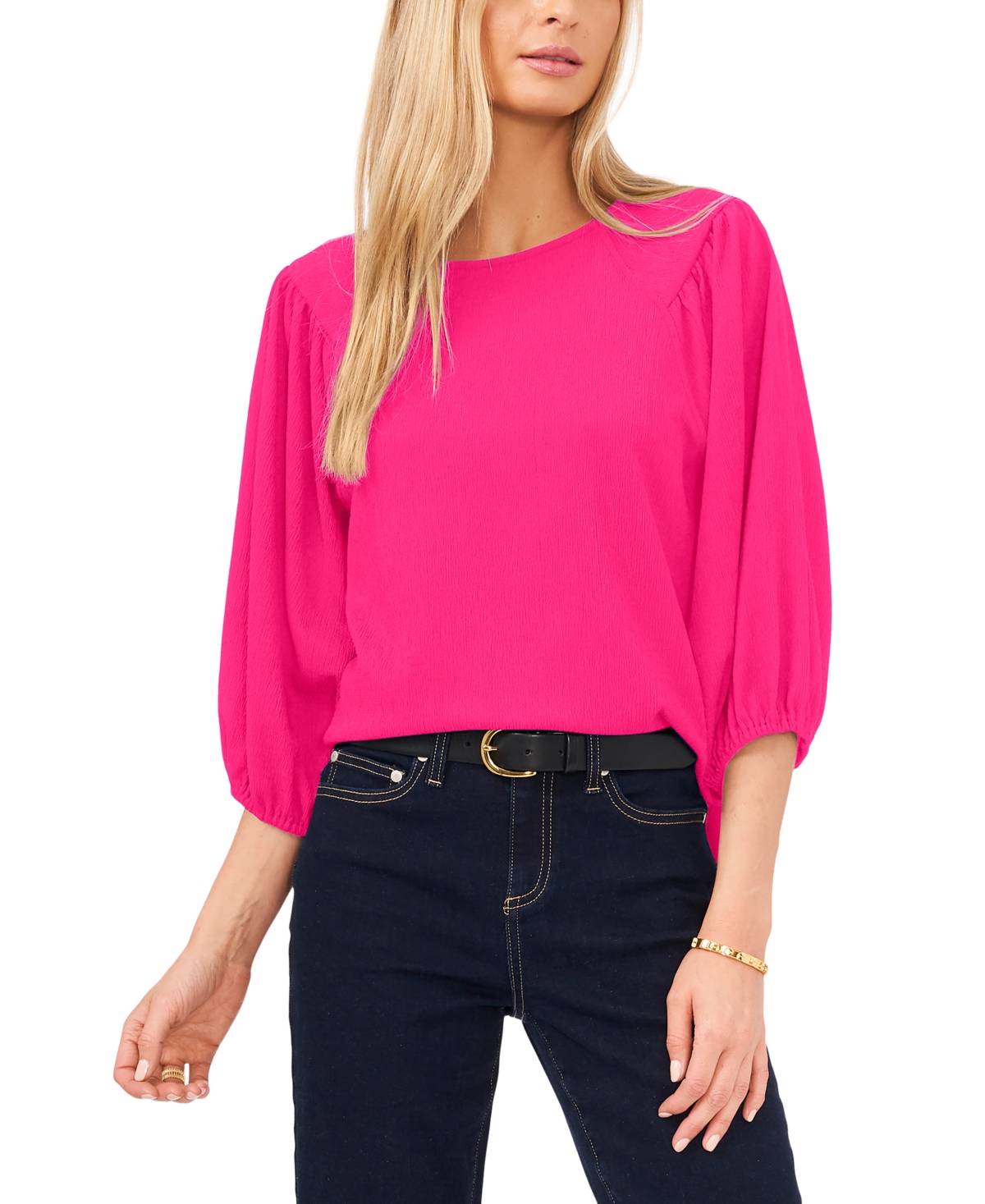 Vince Camuto Women's Puff Sleeve Knit Top In Modern Pink | ModeSens