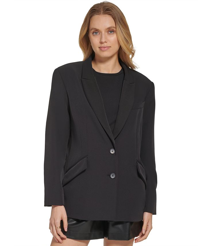 DKNY Women's Peak Lapel Two-Button Long-Sleeve Blazer - Macy's