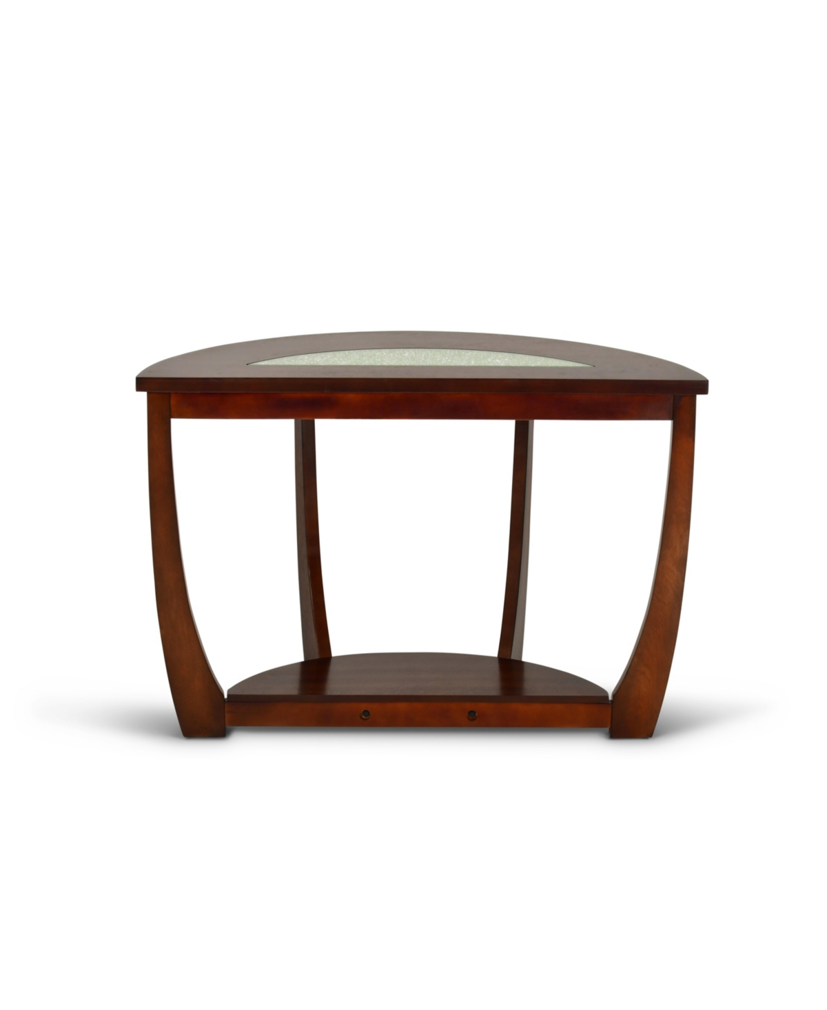 Steve Silver Rafael Demilune Merlot Wood Sofa Table with Cracked Glass Insert