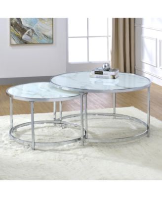 Steve Silver Rayne 36" Round Faux Marble Nesting Cocktail Tables