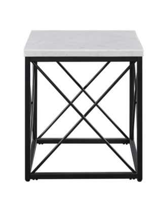 Steve Silver Skyler 22" Square Marble and Metal End Table