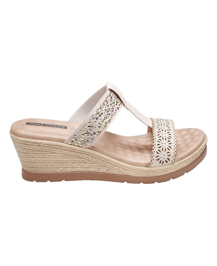 GC Shoes Women's Alena T-Strap Wedge Sandals & Reviews - Sandals ...
