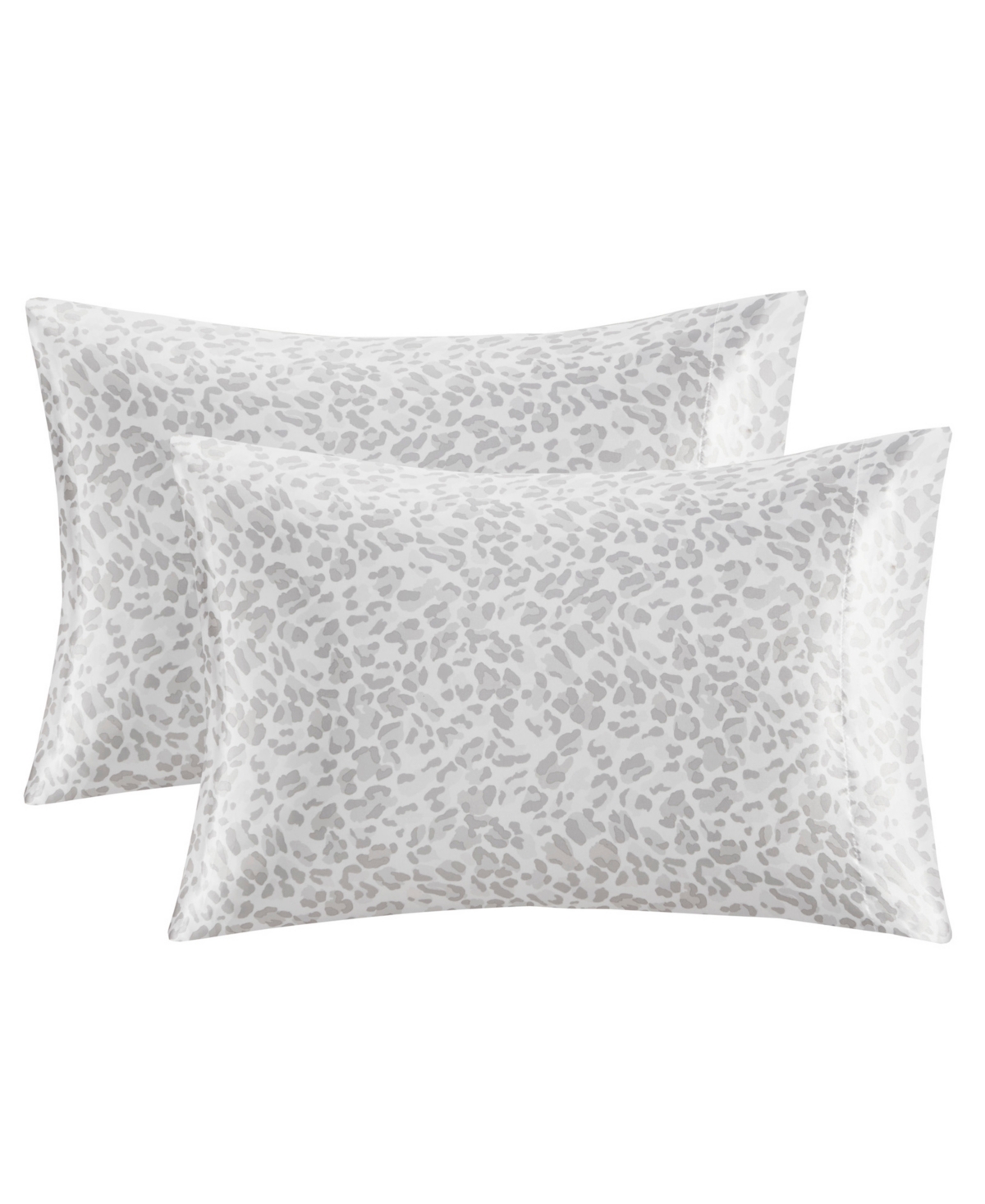 Madison Park Essentials Printed Satin Pillowcase Pair, Standard In Gray Leopard