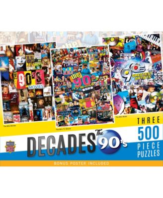Decades - The 90's 500 Piece Jigsaw Puzzles 3 Pack