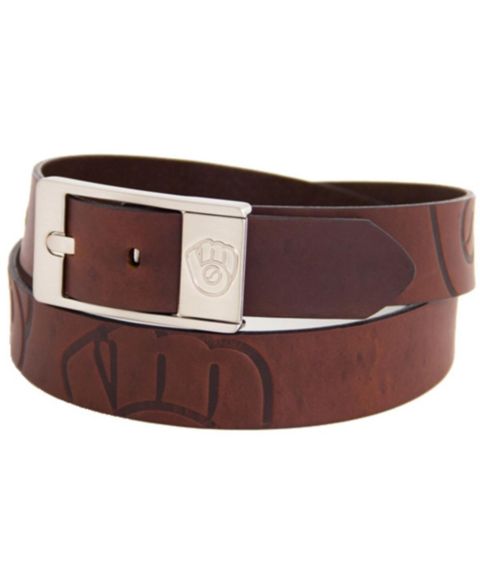 Мужской ремень Eagles Wings Brown Milwaukee Brewers Brandish Leather Belt