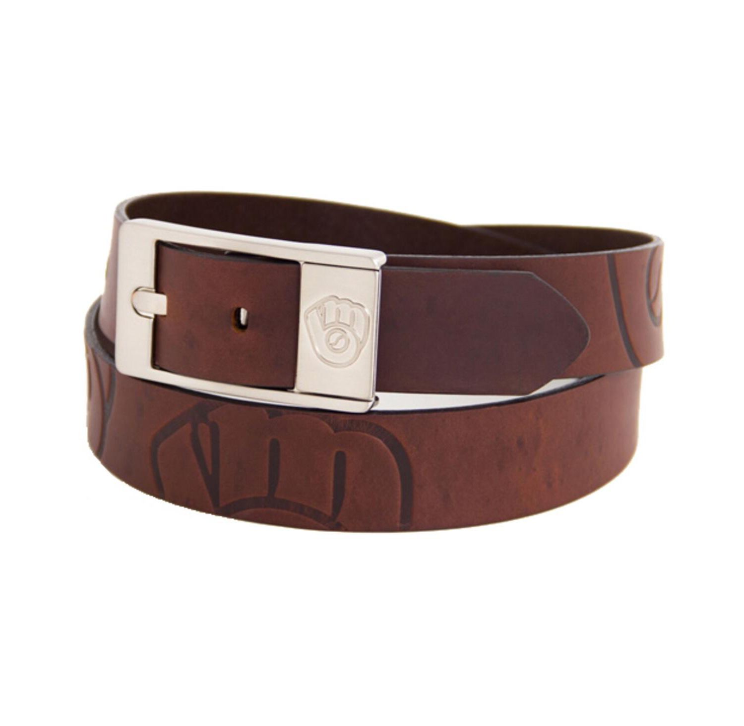 Men's Brown Milwaukee Brewers Brandish Leather Belt