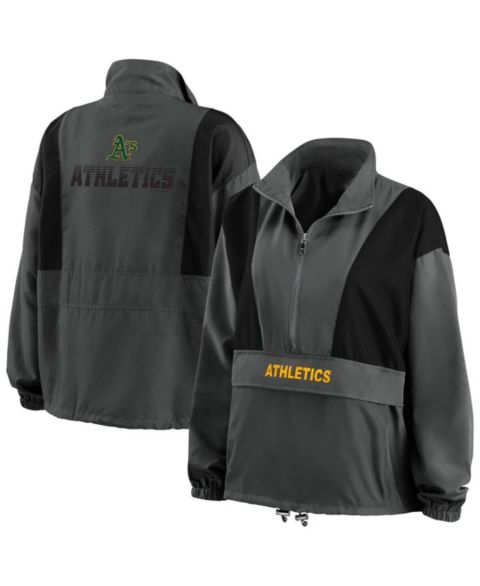 Женские куртки WEAR by Erin Andrews Women's Charcoal Oakland Athletics Packable Half-Zip Jacket