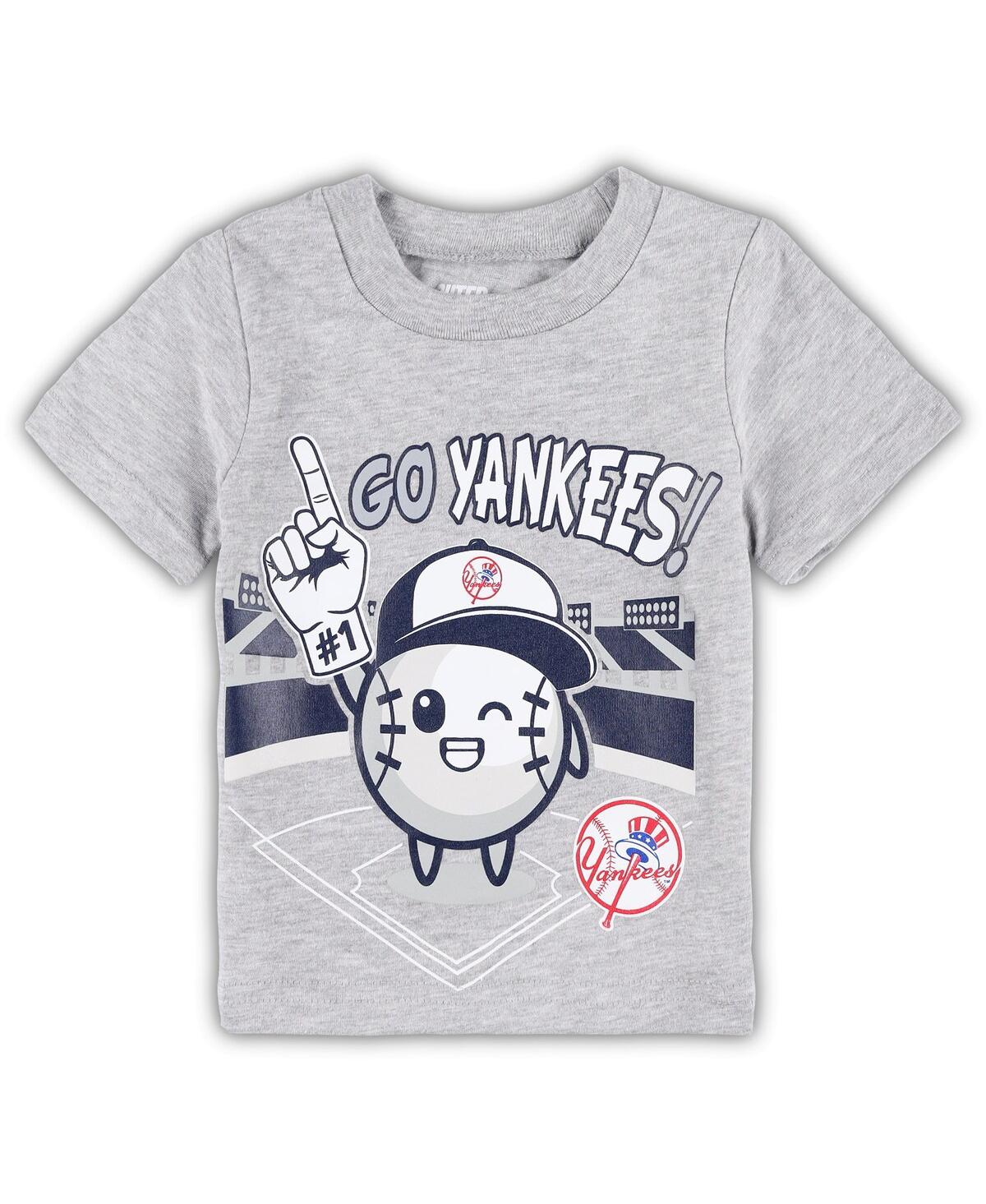 Outerstuff Babies' Toddler Boys And Girls Heather Gray New York Yankees Ball Boy T-shirt