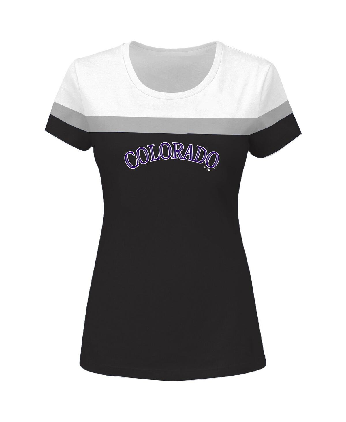 Profile White And Black Colorado Rockies Plus Size Colorblock T-shirt