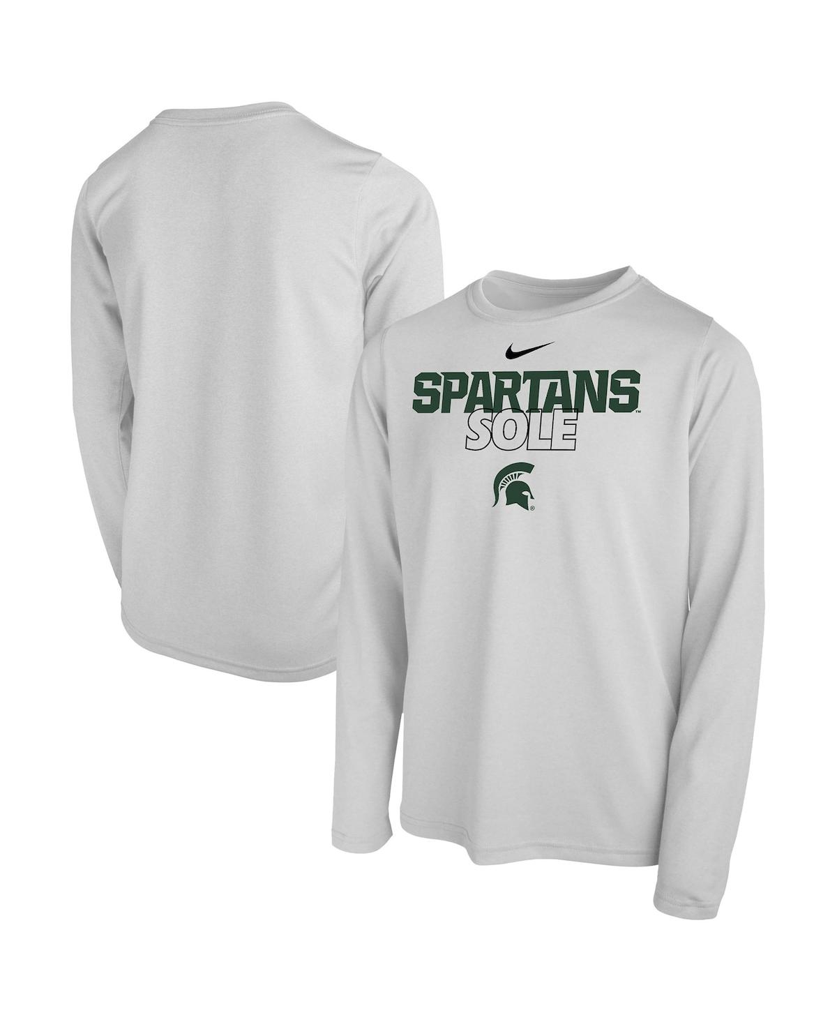 Nike Kids' Big Boys And Girls  White Michigan State Spartans Sole Bench T-shirt