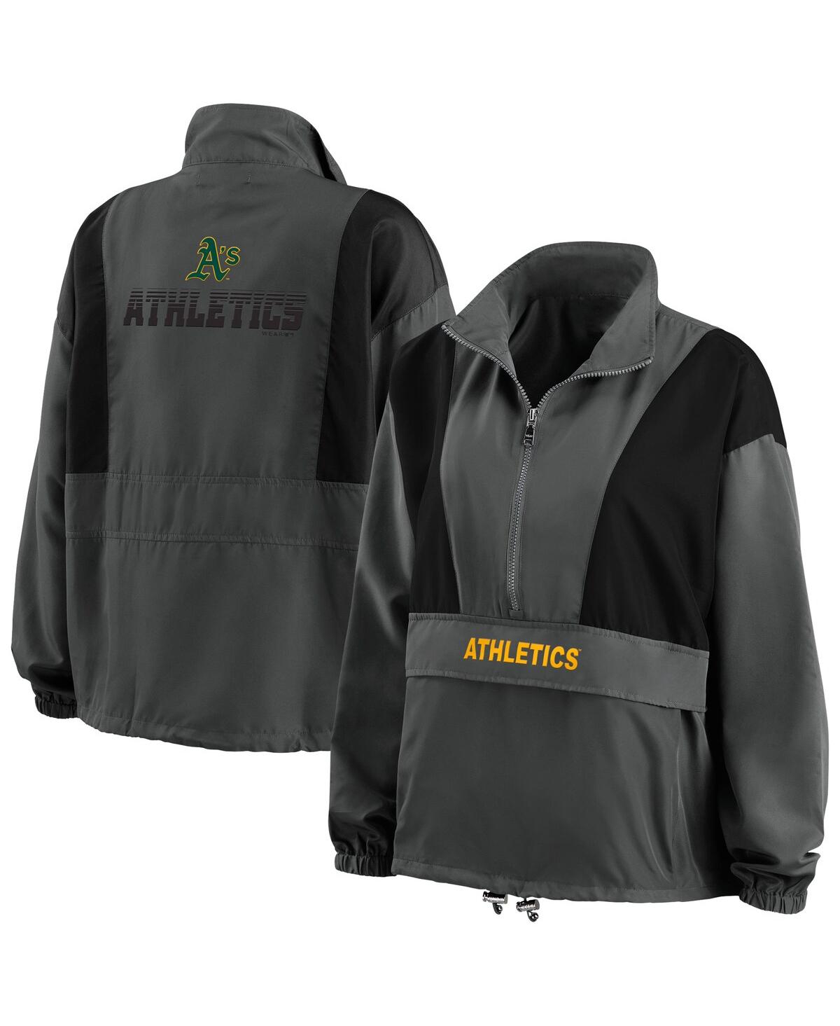 Wear By Erin Andrews Charcoal Oakland Athletics Packable Half-zip Jacket In Charcoal