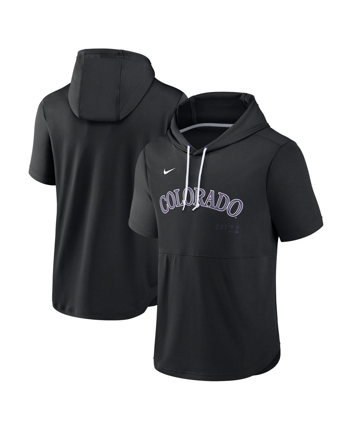 Shop Nike Men's  Black Colorado Rockies Springer Short Sleeve Team Pullover Hoodie