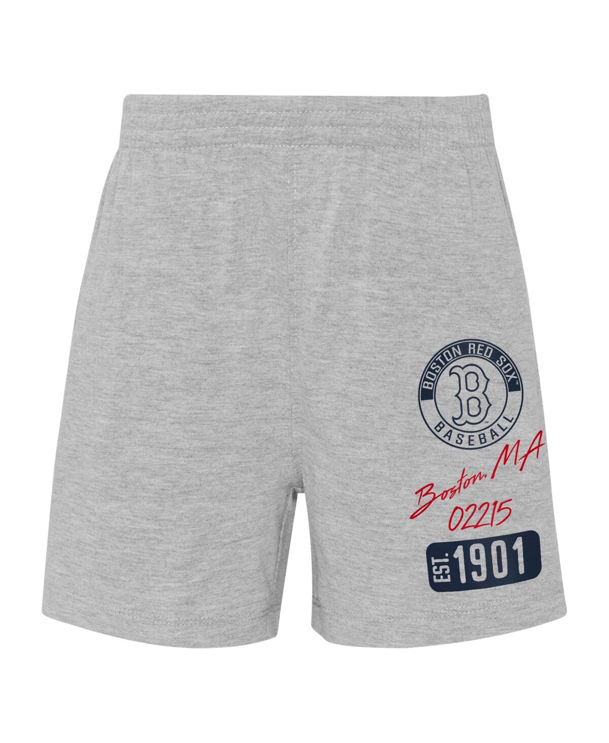 Shop Outerstuff Infant Boys And Girls Red, Heather Gray Boston Red Sox Ground Out Baller Raglan T-shirt And Shorts S In Red,heather Gray