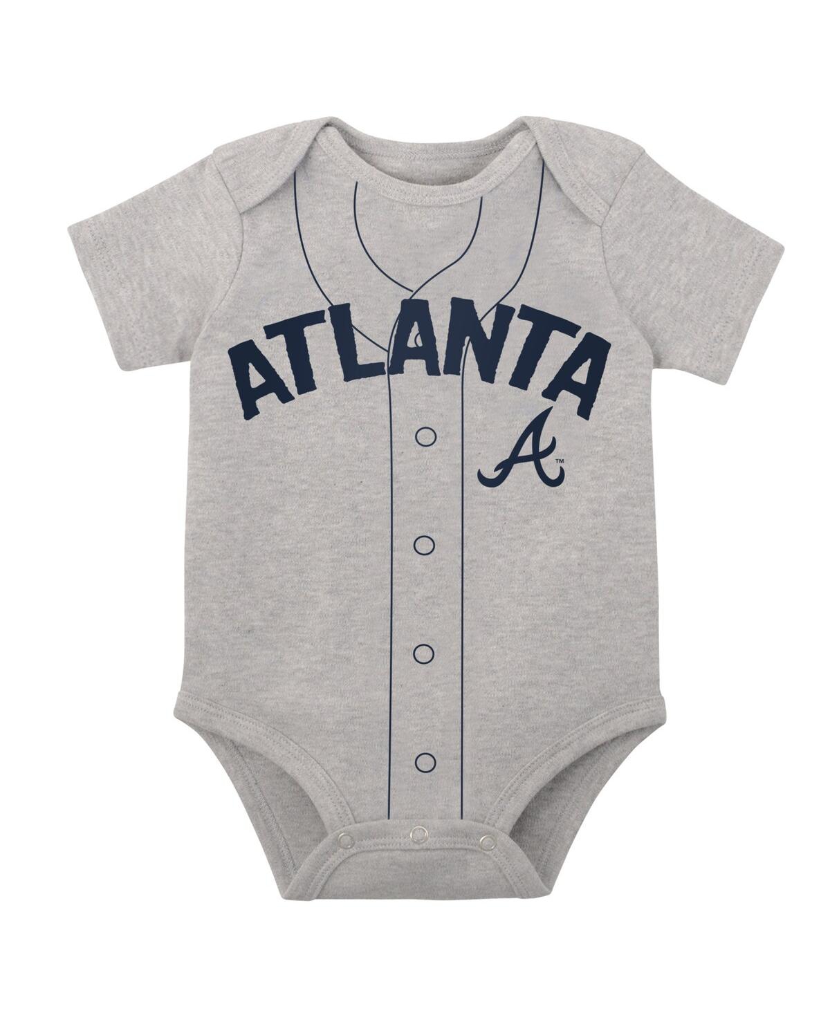 Atlanta Braves Infant Two-Pack Little Slugger Bodysuit Set - White/Heather  Gray