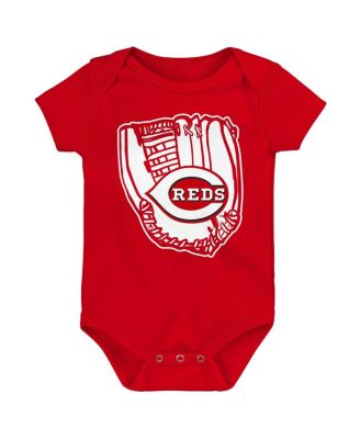 Newborn and Infant Boys and Girls Heather Gray, Red, White Cincinnati Reds Minor League Player Three-Pack Bodysuit Set