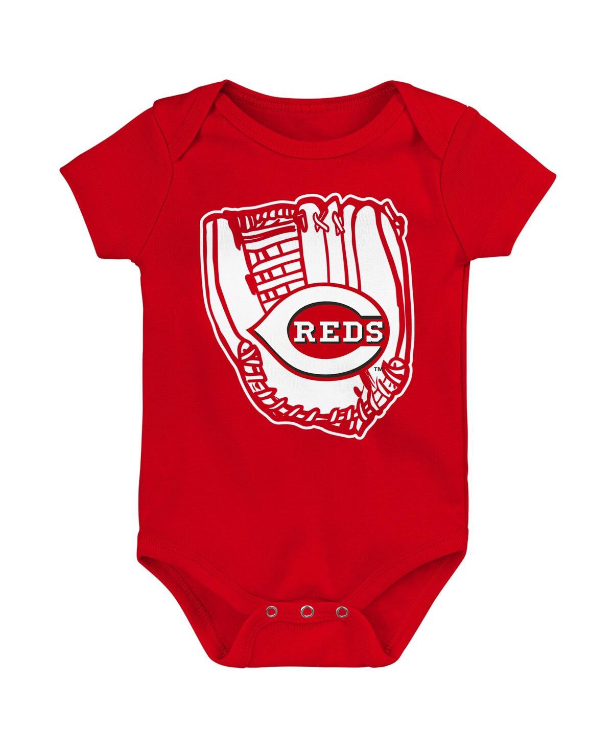 Shop Outerstuff Newborn And Infant Boys And Girls Heather Gray, Red, White Cincinnati Reds Minor League Player Three In Heather Gray,red,white