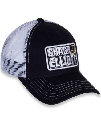 Women's Black and White Chase Elliott Name and Number Patch Adjustable Hat
