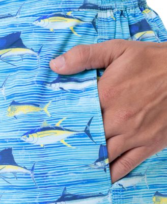 Men's Scribble Fish Drawstring 7" Surf Shorts