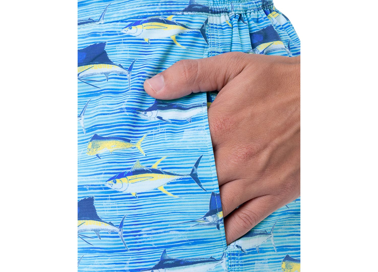 Men's Scribble Fish Drawstring 7" Surf Shorts