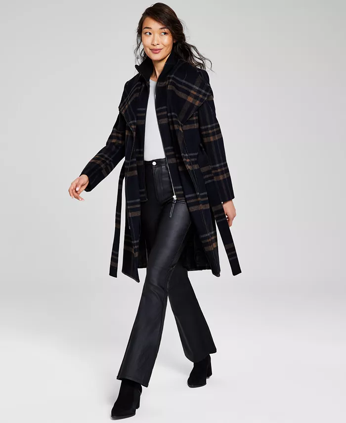 Calvin Klein Women's Wool Blend Belted Wrap Coat