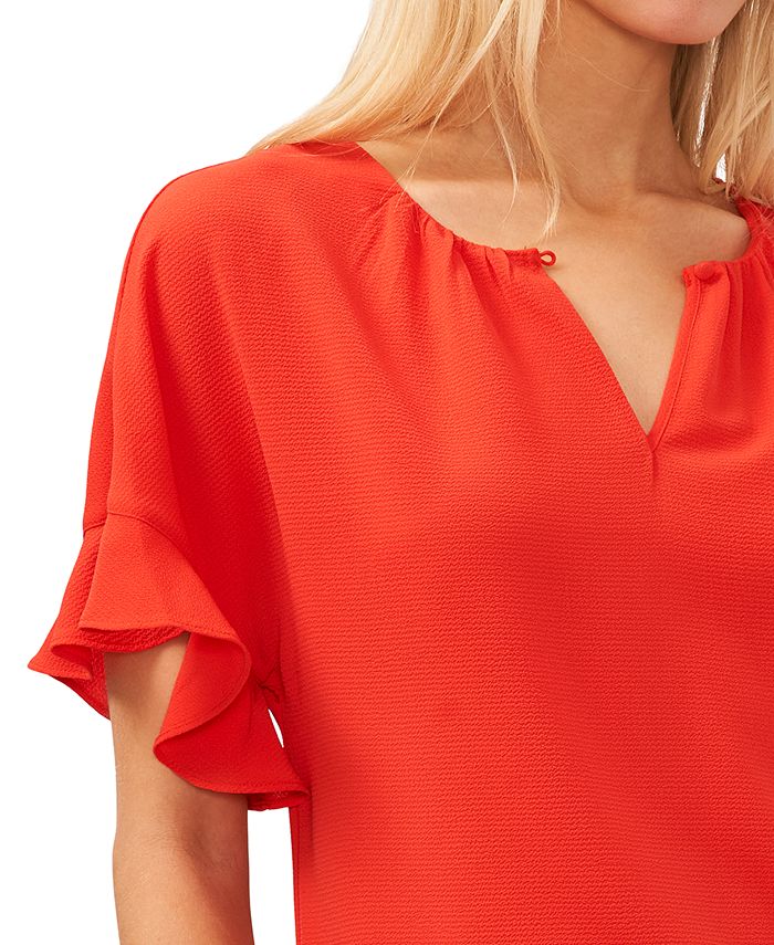 CeCe Women's Short Sleeve DropShoulder Wide ScoopNeck Blouse Macy's