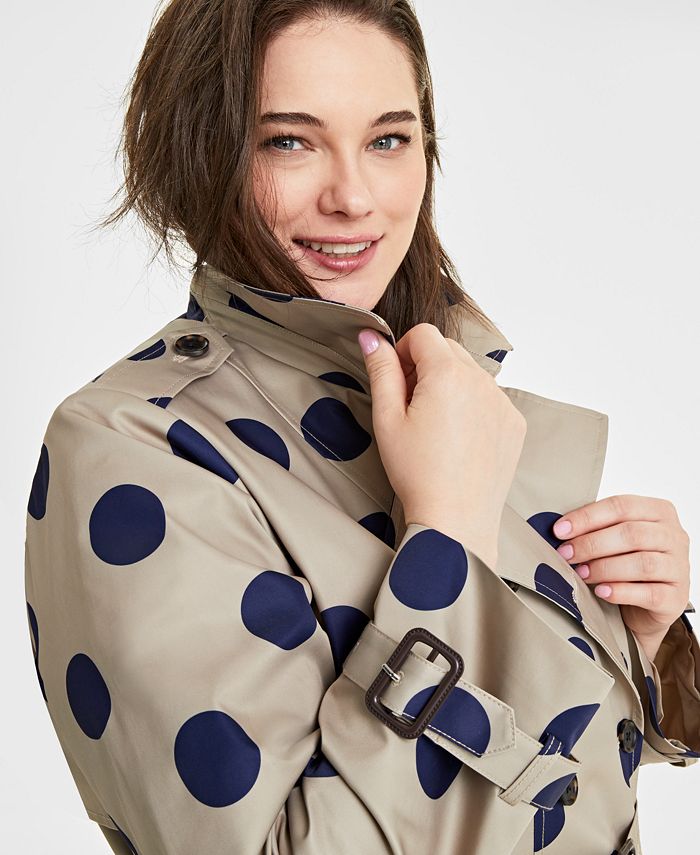 On 34th Plus Size Polka Dot Trench Coat, Created for Macy's - Macy's