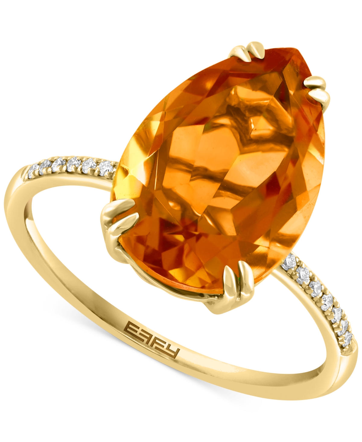Effy Collection Effy Citrine (5-1/6 Ct. T.w.) & White Sapphire (1/6 Ct. T.w.) Statement Ring In 14k Gold-plated Ster In K Yellow