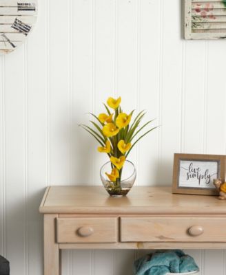 15.5" Calla Lily and Grass Artificial Arrangement in Vase
