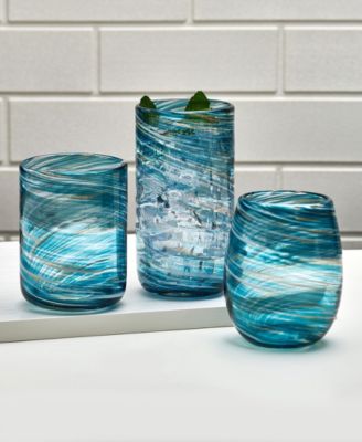 Color Swirl Stemless Glasses, Set of 4
