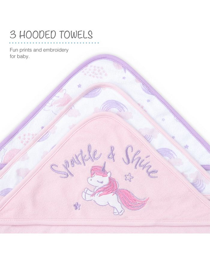The Peanutshell Baby Girl Hooded Towels and Washcloths Gift Bath Set