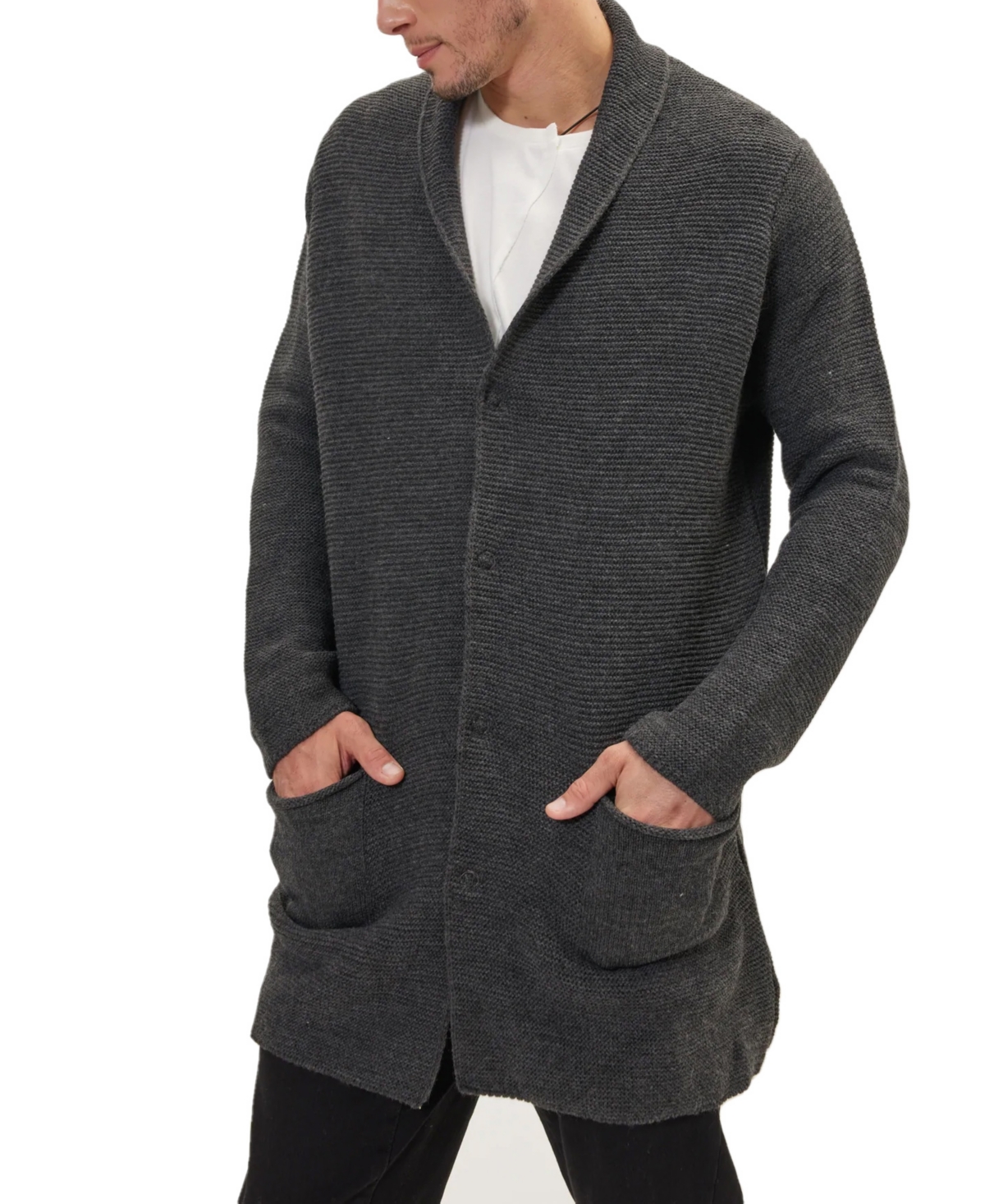 Ron Tomson Men's Modern Classic Minimalist Shawl Cardigan