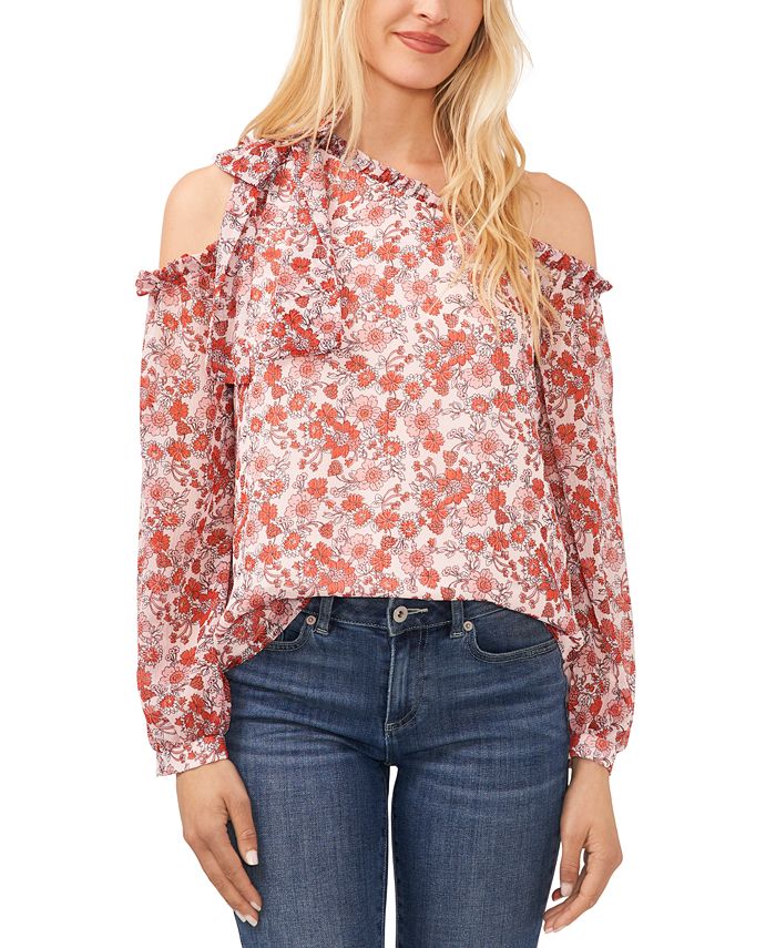 Women's long sleeve cold shoulder tops clearance