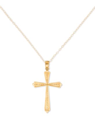 Crystal Cross 18" Pendant Necklace in 10k Gold
