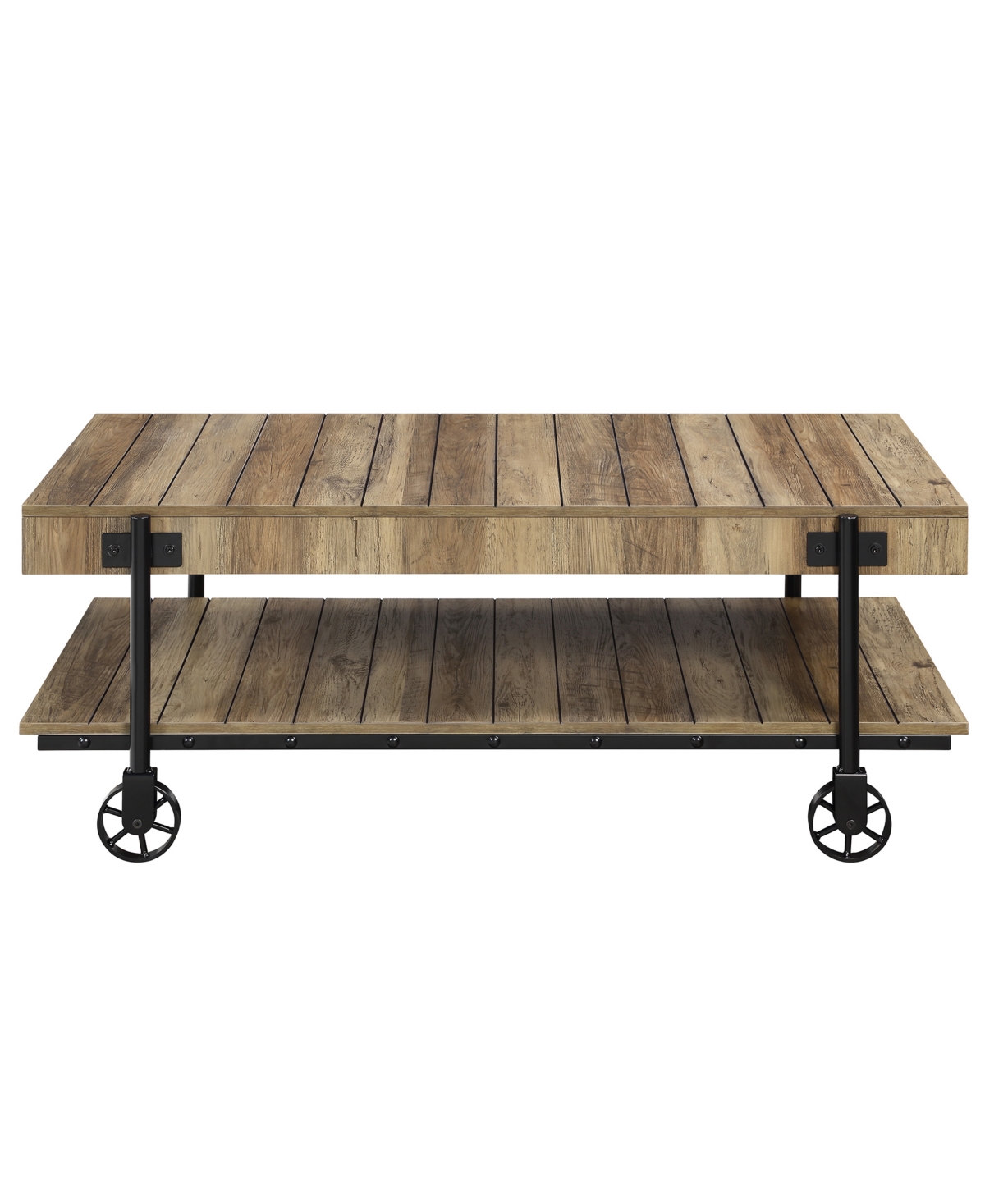 Furniture Of America Luther 18" Steel Rectangle Coffee Table In Black And Rustic Oak