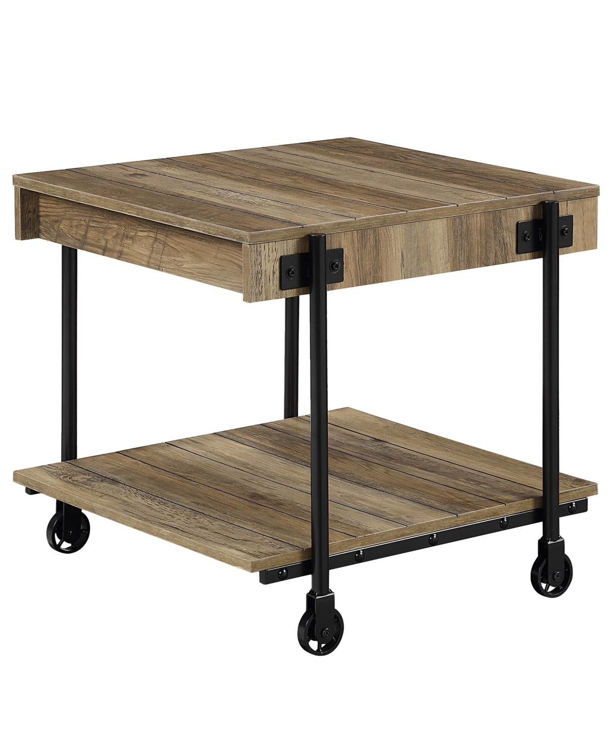 Furniture Of America Luther 22" Steel Industrial End Table In Black And Rustic Oak