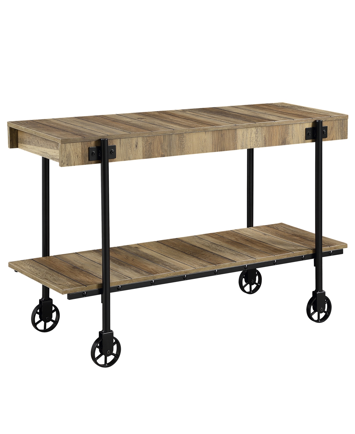Furniture Of America Luther 30" Steel Rectangle Sofa Table In Black And Rustic Oak