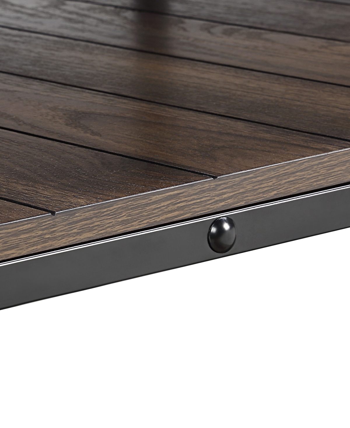 Furniture of America Luther Steel Rectangle Coffee Table - Black and Dark Walnut